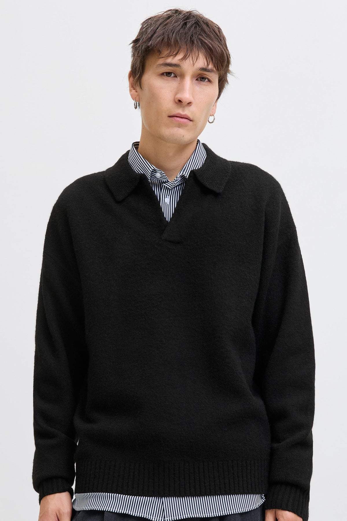 Jack & Jones Soho Ollie Knit Split Neck Black