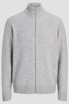 Jack & Jones Soho Ollie Knit High Neck Zip Car Light Grey Melange