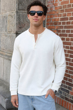 Jack & Jones Norrebro Henley Ls Tee Antique White