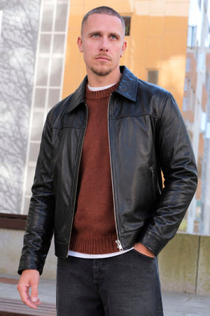 Jack & Jones Atocha Leather Jacket Black
