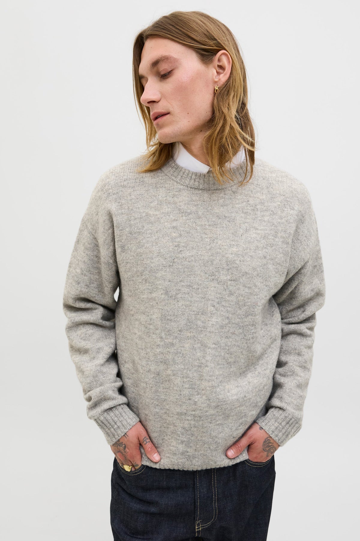 Jack & Jones Soho Ollie Knit Crew Neck Light Grey Melange
