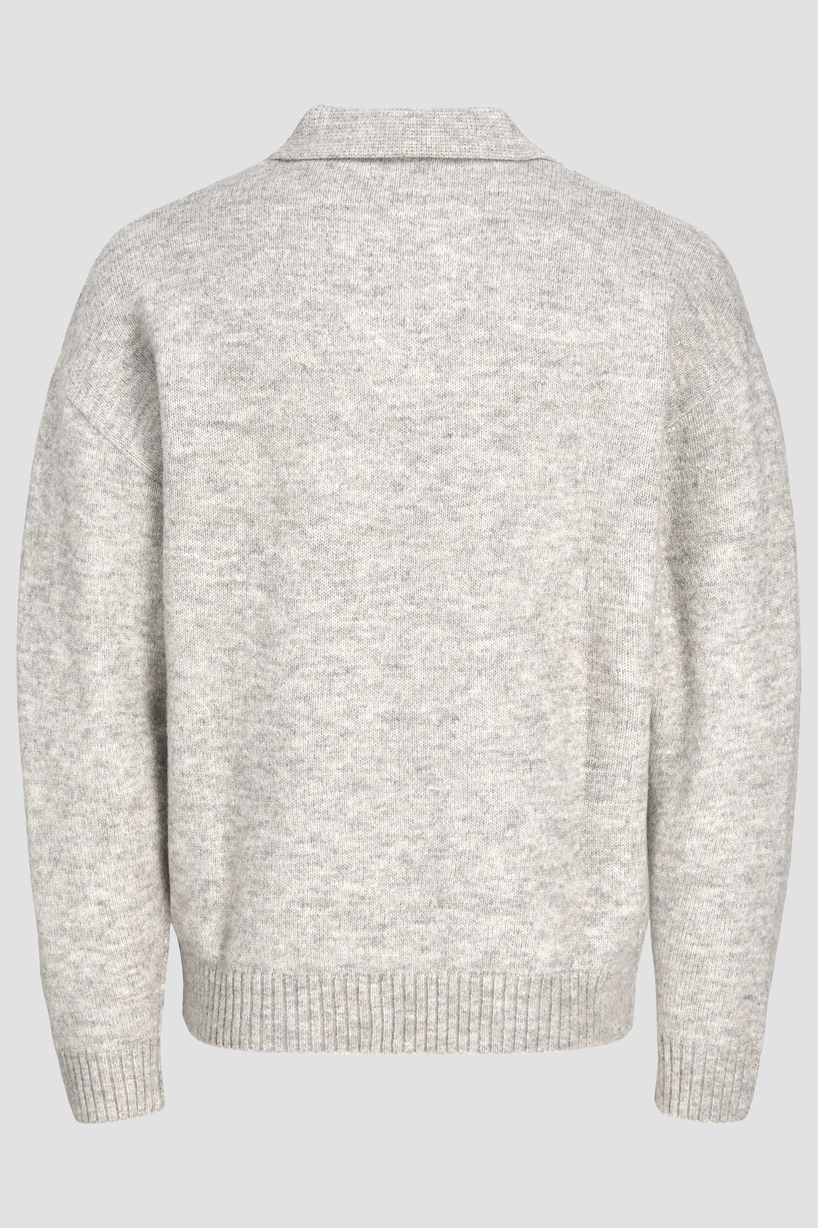 Jack & Jones Soho Ollie Knit Split Neck Light Grey Melange