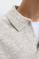 Jack & Jones Soho Ollie Knit Split Neck Light Grey Melange