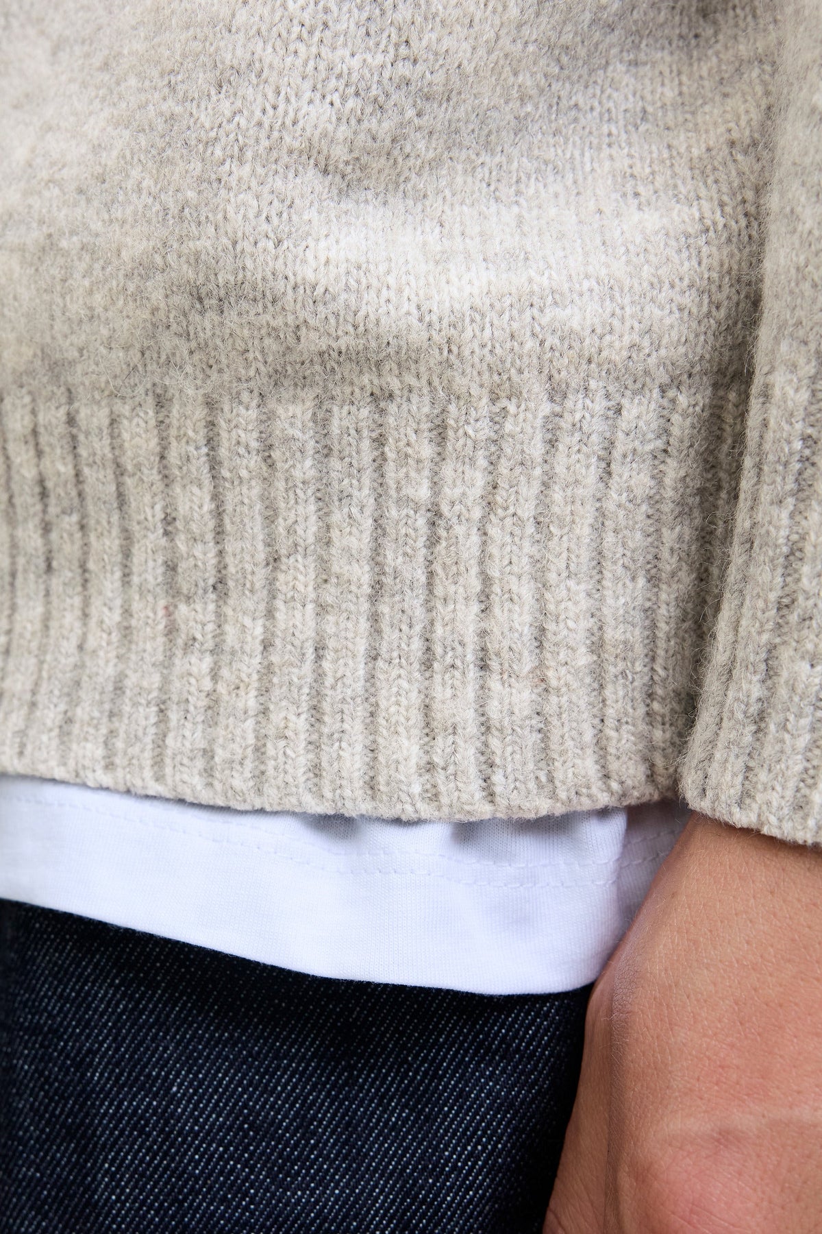 Jack & Jones Soho Ollie Knit Split Neck Light Grey Melange