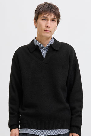 Jack & Jones Soho Ollie Knit Split Neck Black