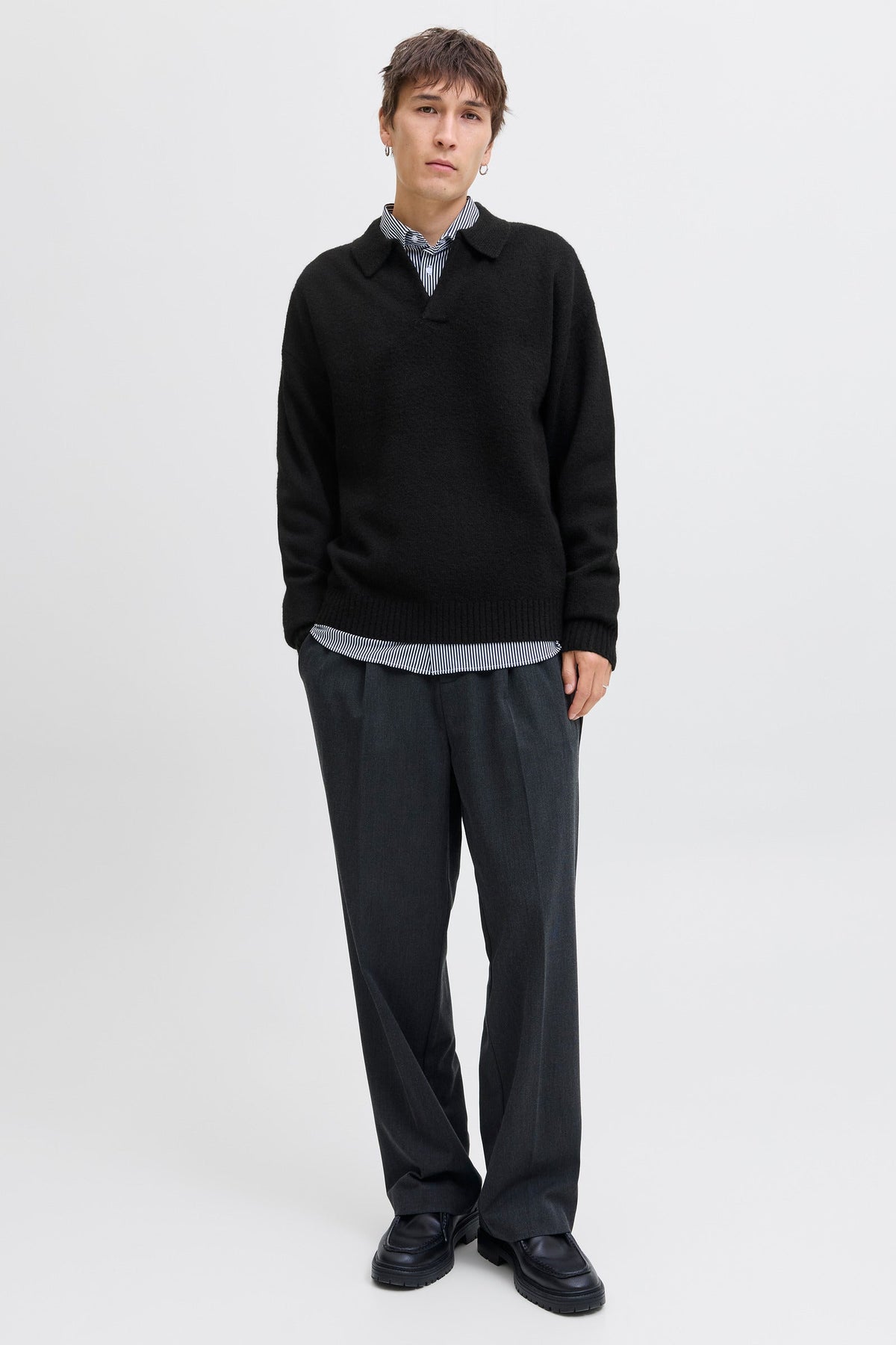Jack & Jones Soho Ollie Knit Split Neck Black