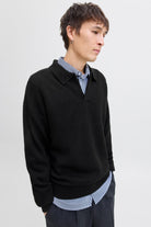 Jack & Jones Soho Ollie Knit Split Neck Black