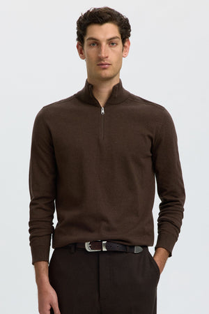 Selected Berg Half Zip Knit Dark Brown
