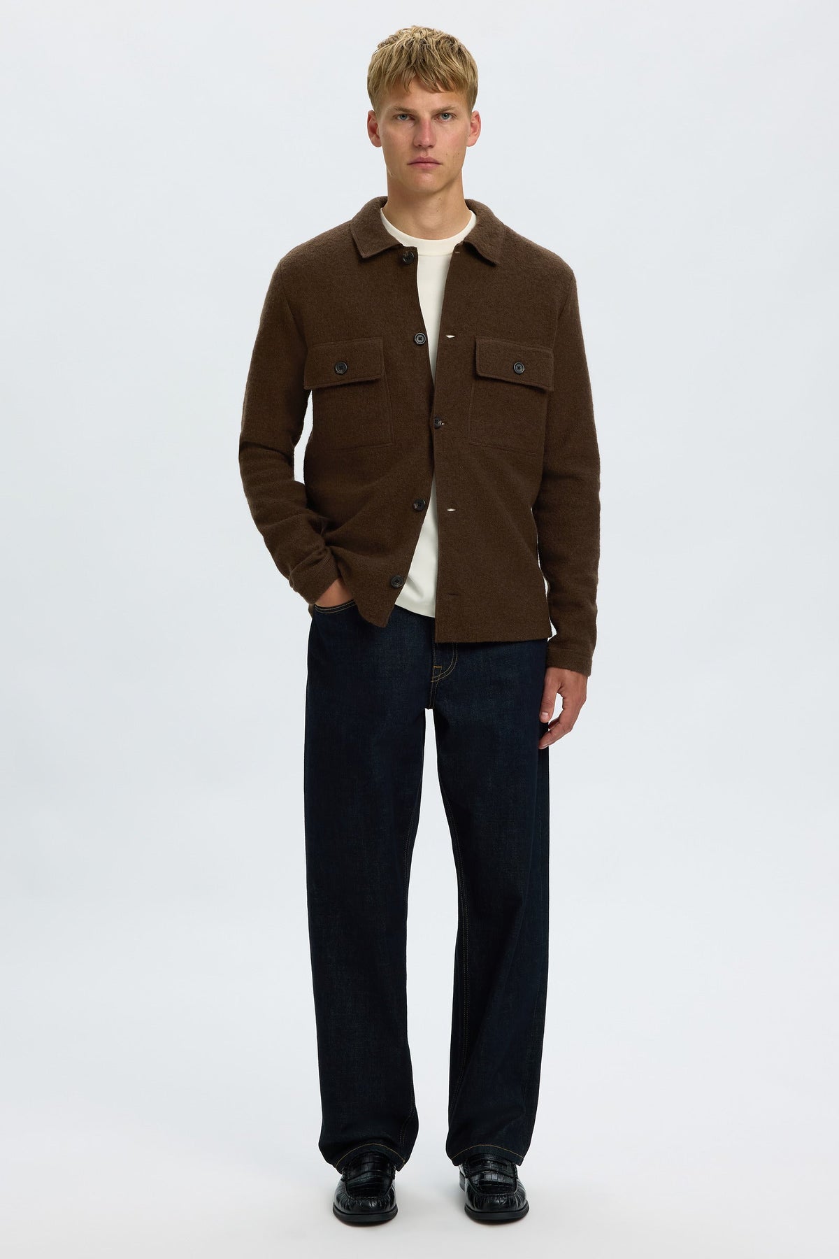 Selected Nealy Ls Knit Reg Workwear Cardigan Demitasse