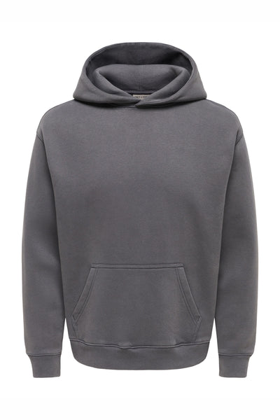 Only & Sons Larry Eflow Rlx LS Washed Hood Sweat Grey Pinstripe
