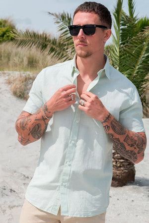 Selected Reg New Linen Hemd SS Vetiver