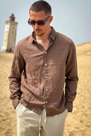 Solid Enea Allan Linen Hemd LS Shitake