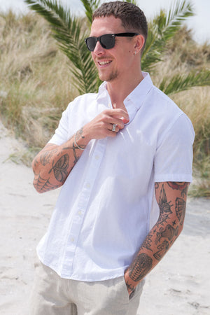 Selected Regular New Linen Hemd SS White