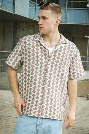 Jack & Jones Summer Luke Regular Fit Texture Resort Shirt SS Mocha Meringue