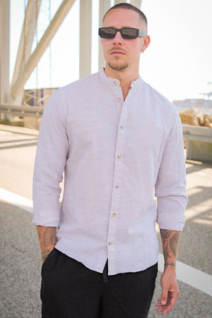 ONLY & SONS CAIDEN LS SOLID LINEN MAO Hemd Chinchilla