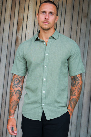 ONLY & SONS Caiden SS Linen Hemd Swamp