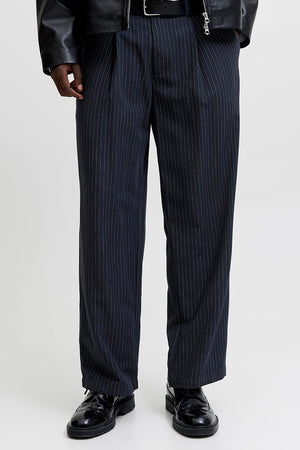 Jack & Jones Bill Bamford Pleated Relaxed Fit Chino Dark Navy Stripe