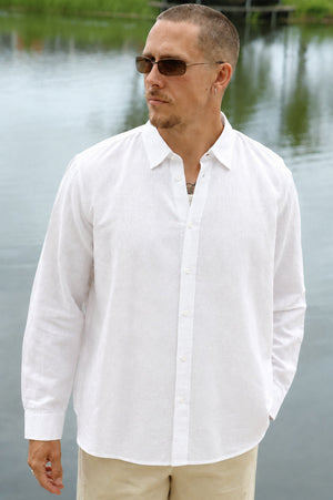 Selected Regclay Linenblend Ls Shirt Bright White