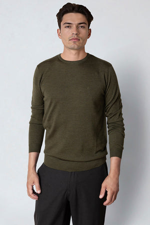 Clean Cut Copenhagen Merino Crew Army Melange