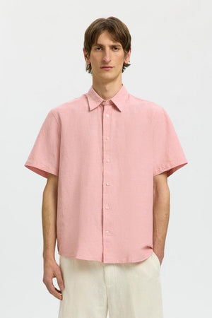 Selected Clay Linenblend SS Shirt Rose Dawn