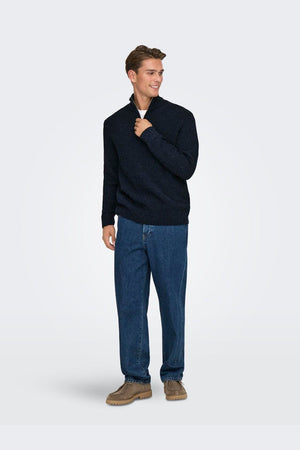 ONLY & SONS Join Reguler Fit High Neck Knit Dark Sapphire