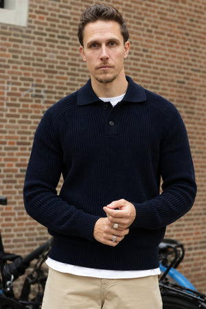 Selected Pim Knit Polo Camp Sky Captain