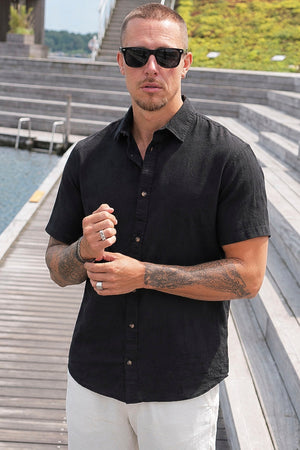 Jack & Jones Summer Shirt Linen Blend SS SN Black
