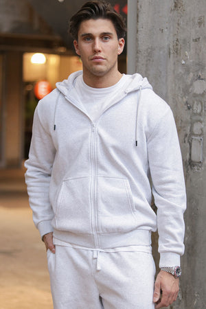 Only & Sons Ceres Zip Thr Hoodie Super Light Grey Melange