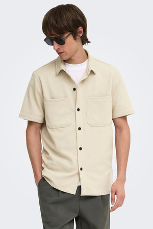 Only & Sons New Kodyl Life Reg SS Shirt Silver Lining