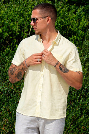 Solid Allan SS Linen Hemd Anise Flower