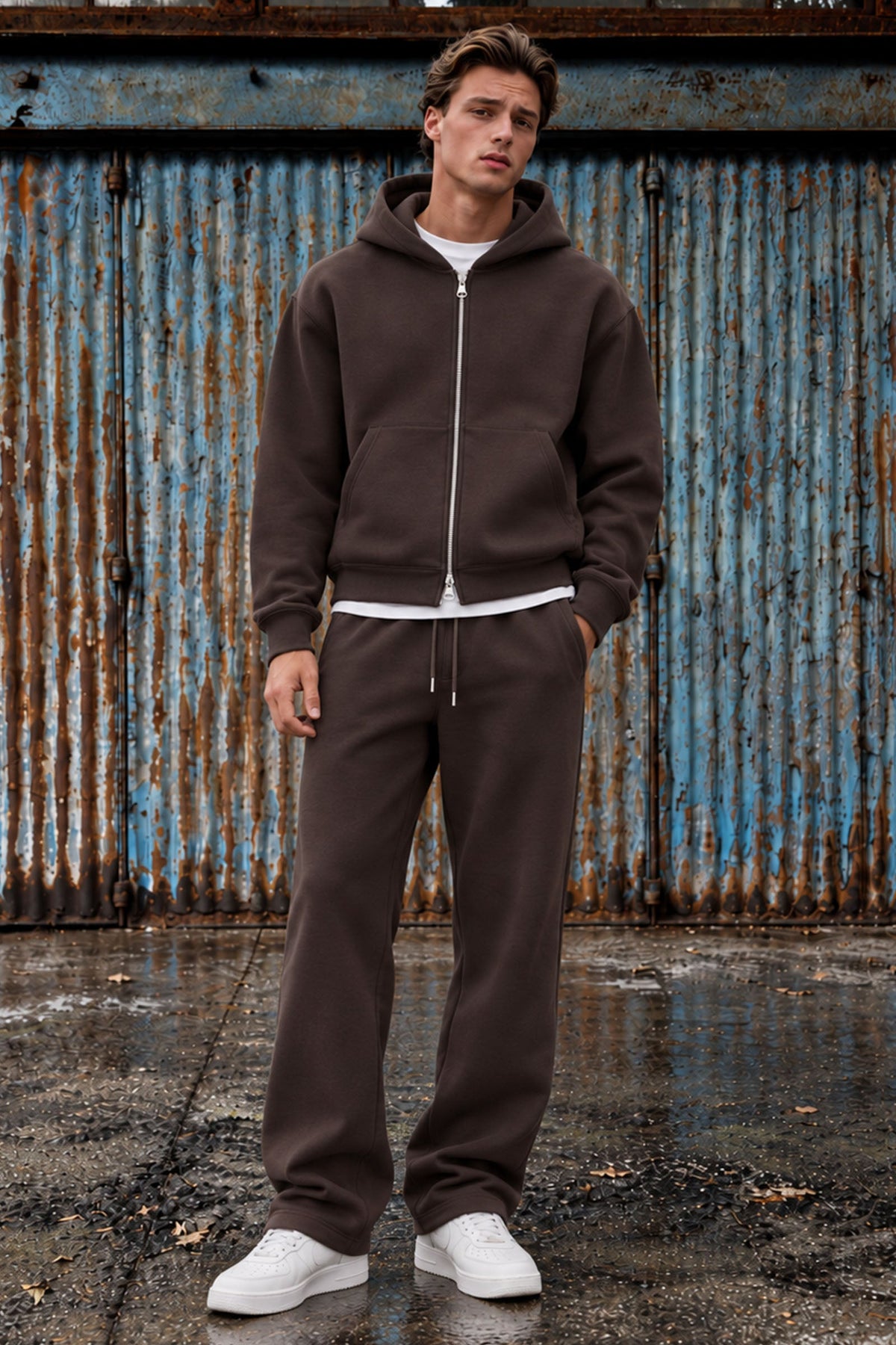 Jack & Jones Sweat Scuba Zip Hoodie Chocolate Torte