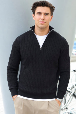 Kronstadt Cable Half Zip Knit Sky Captain