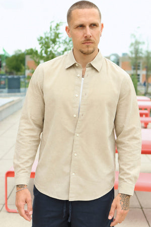 Selected Regclay Linenblend Langarmhemd Pure Cashmere
