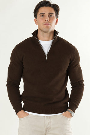 Selected Dane LS Structure Knit Kalf Zip Demitasse