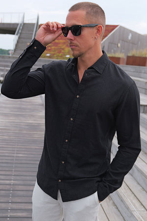 Jack & Jones Summer Shirt Linen Blend LS Black