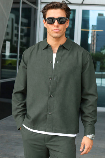 Only & Sons Hansi Ario LS Shirt Relaxed Forest Night