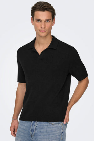 Only & Sons Travis Reg SS Mel Knit Black