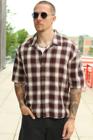 Only & Sons Trev Life Relaxed Structure SS Check Shirt Cappuccino