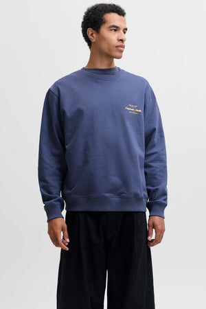 Jack & Jones Norrebro Typo Back Sweat Crew Neck  Crown Blue