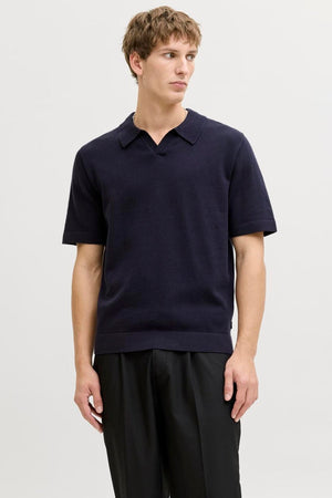 Jack & Jones Blamilano Spring Split Neck Ss Nachtblau