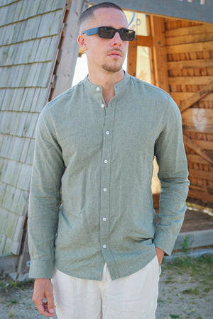 ONLY & SONS CAIDEN LS SOLID LINEN MAO Hemd Swamp