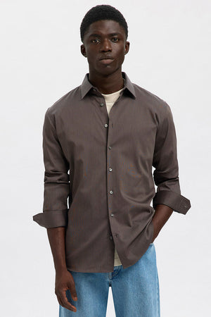 Selected Performance Stretch LS Shirt Morel Mixed Black