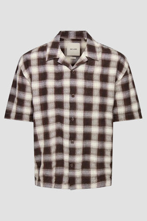 Only & Sons Trev Life Relaxed Structure SS Check Shirt Cappuccino