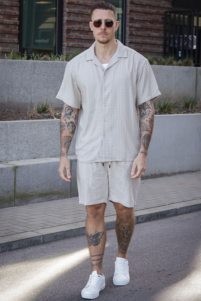 ONLY & SONS Latham Resort Linen Structure Shirt Silver Lining