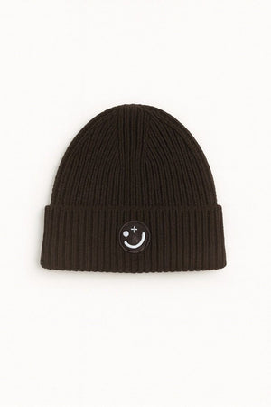Clean Cut Copenhagen Smiley Beanie Dark Brown Melange