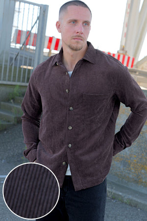 ONLY & SONS Tile Corduroy Shirt Coffee Bean