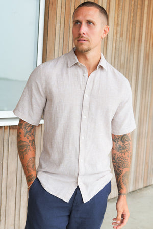 ONLY & SONS Caiden SS Linen Hemd Chinchilla