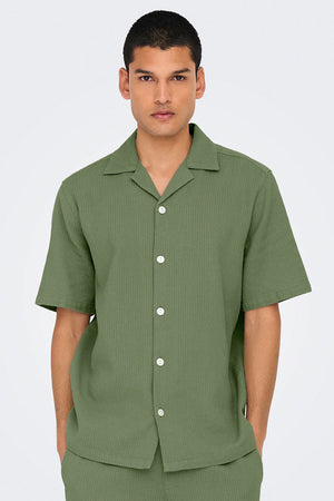 ONLY & SONS Bertil Waffle SS Resort Shirt Deep Lichen Green