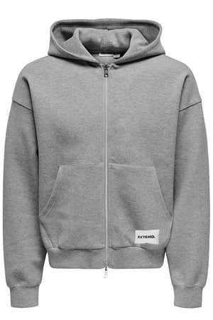 Only & Sons Goyle Boxy Zip Hoodie Medium Grey Melange