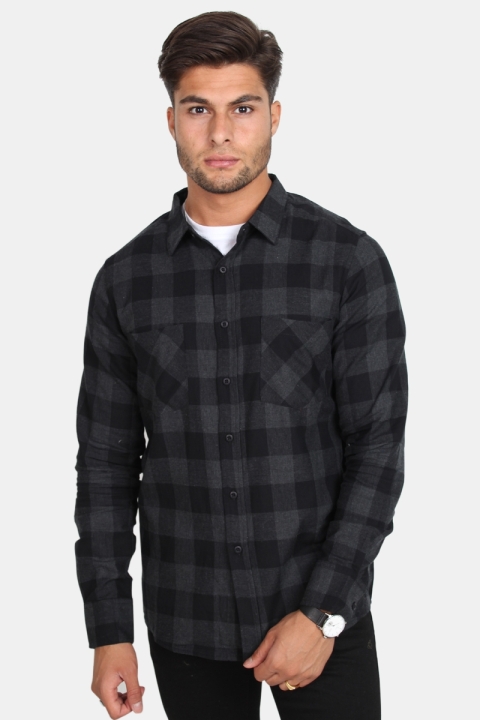 URBAN CLASSICS Checked Flanell Hemd Black/Charcoal